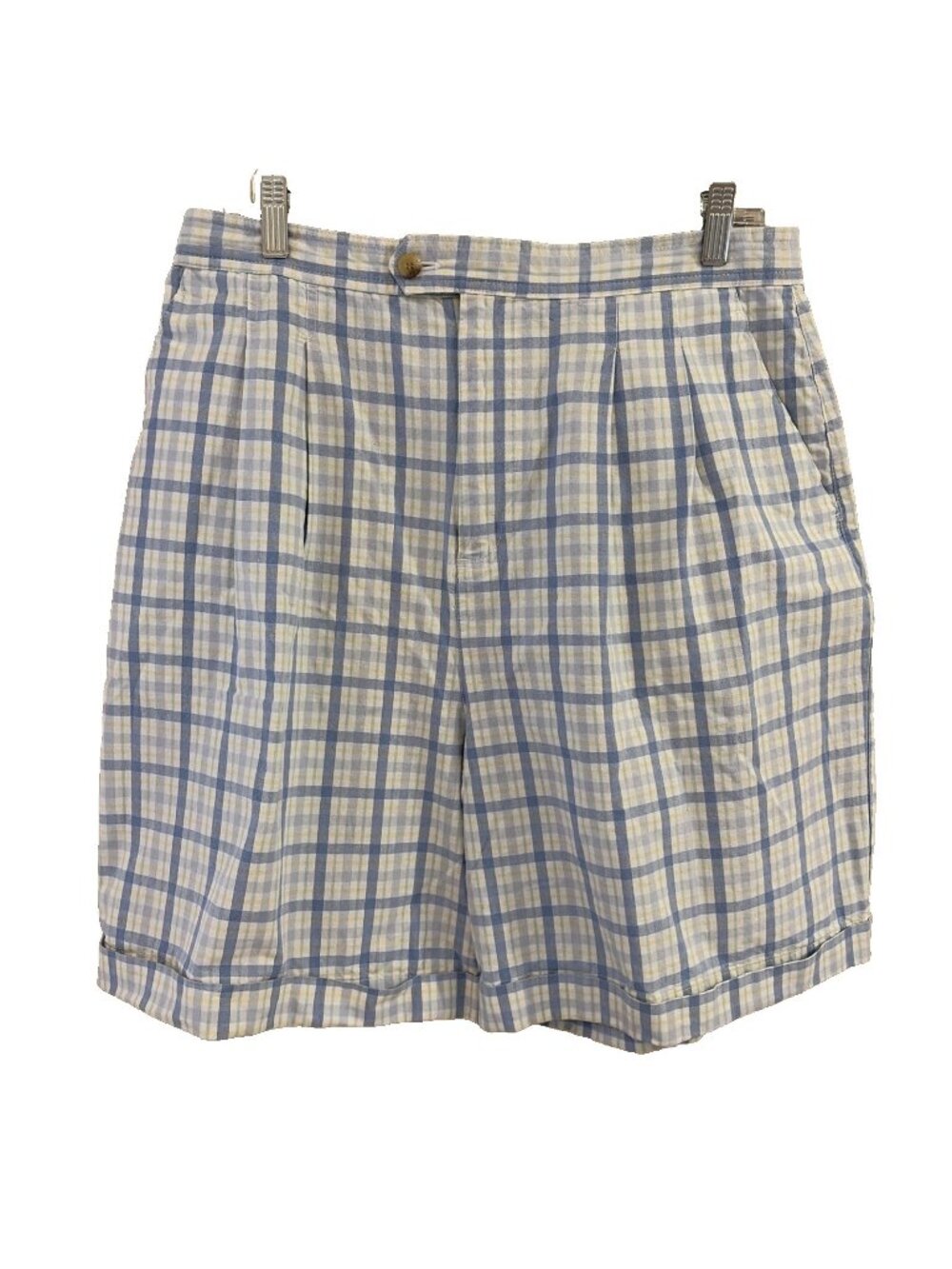 Mountain Lake Bermuda Shorts Womenās Size 16 Plaid 100% Cotton Summer Beach